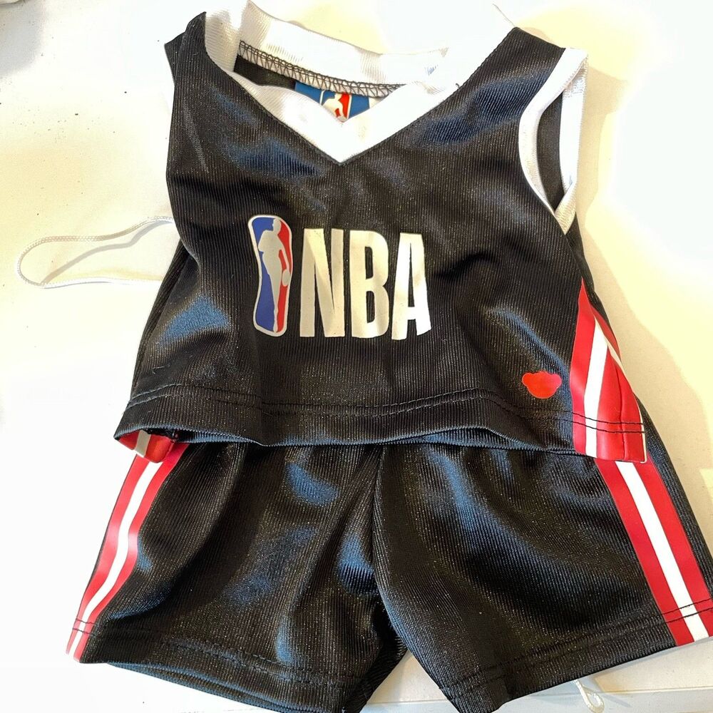 NBA BAB Build A Bear Black Red White  Basketball Outfit Jersey Shorts